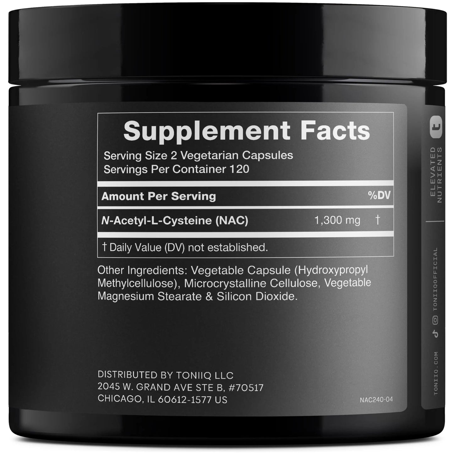 Toniiq 1300mg NAC - 4 Month Supply - Min. 98%+ Tested Purity - Ultra High Strength Bioavailable NAC Cysteine Supplement - 240 Vegetarian N Acetyl Cysteine Capsules -Lab Tested TQ Toniiq buy supplements Au