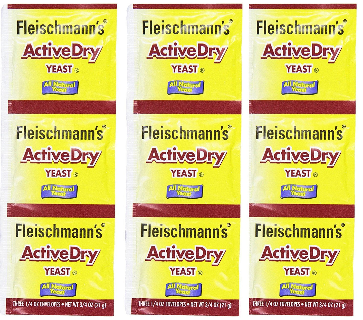 3 set Active Dry Yeast,0.25 Ounce, 9 Count Fleischmann's SALUTE