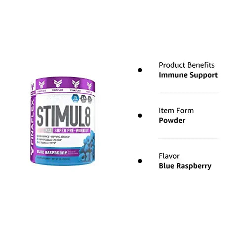 FINAFLEX STIMUL8 Original Super Pre-Workout, Blue Raspberry - Energy, Strength FINAFLEX