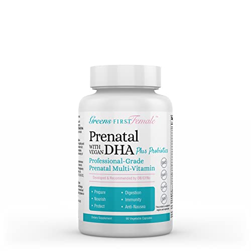 Greens First Female Prenatal Vitamin with Vegan DHA - Pregnancy Multivitamin Supplement Greens First