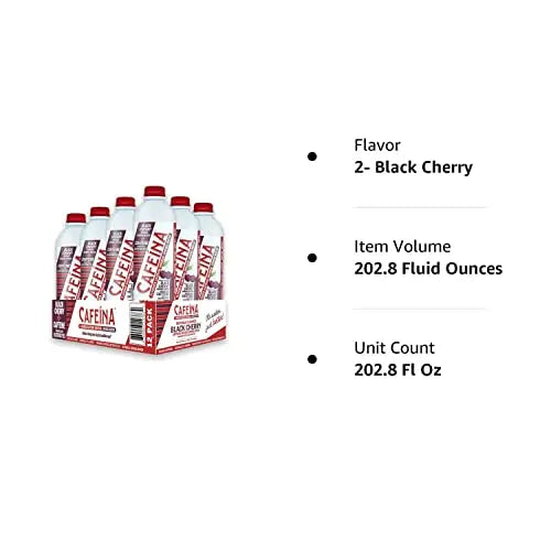 Cafeina - Naturally Flavored Black Cherry Caffeinated Spring Water (12 Pack) - 100mg Caffeine CAFEINA
