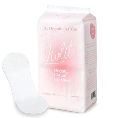 Livlit Ultra Thin Panty Liners Sanitary Pads, 100% Certified Organic Cotton from Texas, Light Absorbency