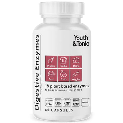 Youth & Tonic Enzymes for Digestion Full Spectrum for Bloating, Gut Health & Digestive Support Youth & Tonic