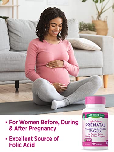 Prenatal Vitamins With Folic Acid | 60 Capsules | Non-GMO & Gluten Free Supplement Nature's Truth
