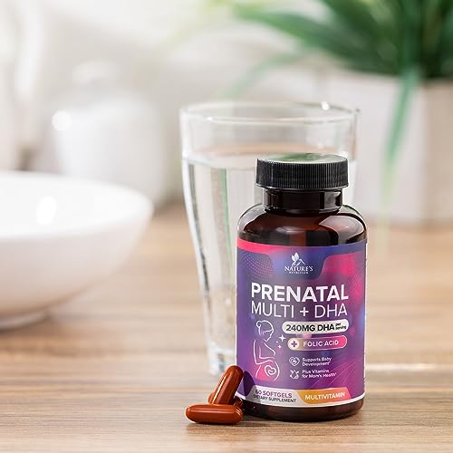 Women's Prenatal Multivitamin with Folic Acid & DHA, Prenatal Vitamins w/ Folate, Omega 3 Nature's Nutrition