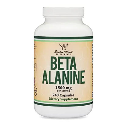 Beta Alanine Powder Capsules (Bulk Jar 240 Pills, 1.5 Gram Servings) Stimulant Free Pre Double Wood Supplements