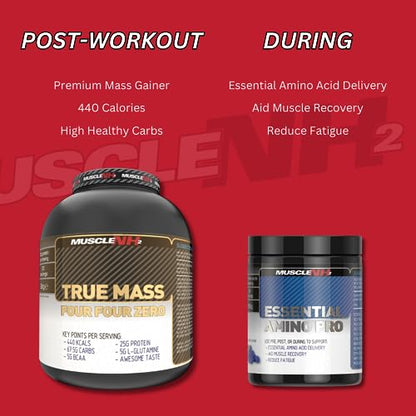 MuscleNh2 True Mass Four Four Zero Mass Gainer Protein Powder, High Calories and Protein MuscleNh2