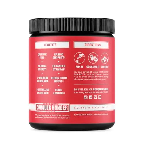 MTN OPS Enduro Nitric Oxide Supplement & Stim-Free Pre Workout - 30 Servings MTN OPS