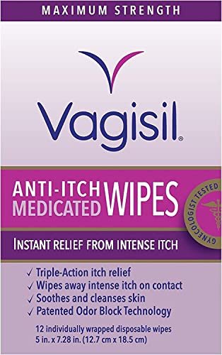 Vagisil Anti-Itch Medicated Wipes, Maximum Strength 12 ea (Pack of 6) VagisilBuy Supplements Australia