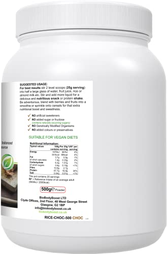 RicePro |Chocolate | Brown Rice Protein Powder with Added Herbals | Chicory Root Extract, Biobodyboost