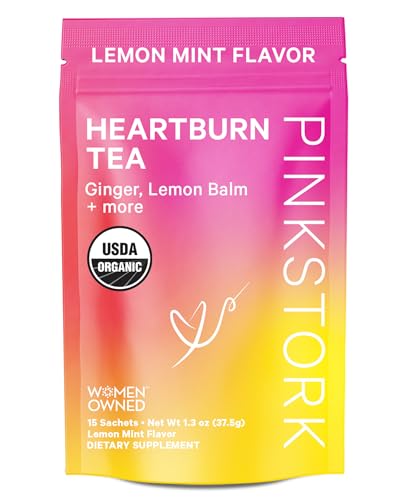 Pink Stork Heartburn Tea: Lemon Mint, 100% Organic, Heartburn Pregnancy Relief Pink Stork
