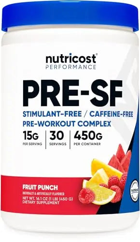 Nutricost Stim-Free Pre-Workout Powder Fruit Punch 30 Servings - Gluten Free, Non-GMO Nutricost