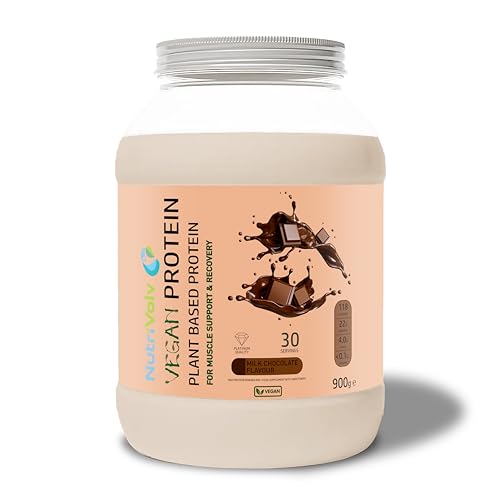 NutriVolv Vegan Plant Based Protein Powder | Milk Chocolate Flavour 900g | Pea & Rice Protein Blend NutriVolv
