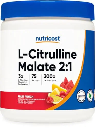 Nutricost L-Citrulline Malate 2:1 (300g) Fruit Punch - Workout Support, Muscle Performance Nutricost