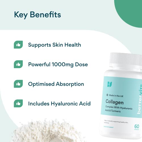 Bettervits Collagen Complex | 1000mg Hydrolyzed Capsules | Skin | Hair | Nails | Joints | Hydrates & Smooths | With Hyaluronic Acid & Vitamin E BettervitsBuy Supplements Australia