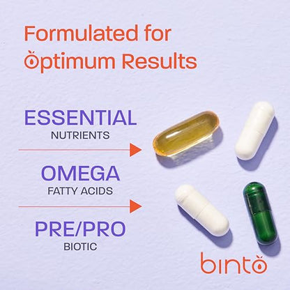 Binto Prenatal 4 in 1 Probiotic & Multivitamin Packets with Iron, DHA, Methylated Folate and probiotics Binto