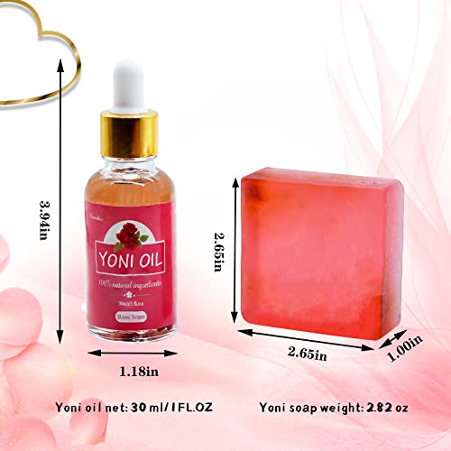 Yoni Soap Bars Vaginal Wash & Natural Yoni Oil Set Of 3, Ph Balance Eliminates Odor for Women Wovarkie