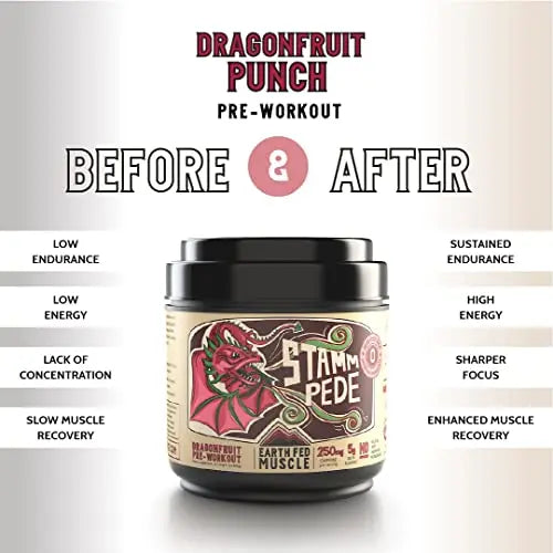 Earth Fed Muscle Stammpede DragoFruit Punch Pre Workout, 30 Servings, Boost Energy Earth Fed Muscle