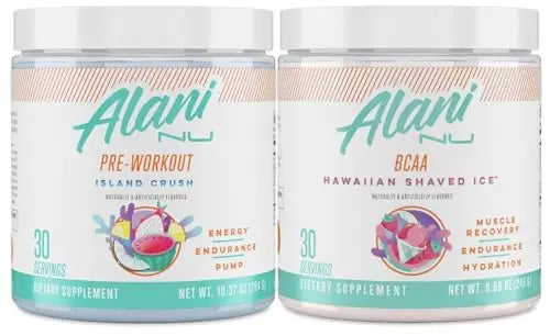 Alani Nu Island Crush Pre Workout and BCAA Hawaiian Shaved Ice Post Workout Powder Alani Nu