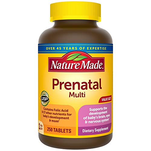 Nature Made Prenatal Multi, 250 Tablets, Folic Acid + 17 Prenatal Vitamins & Minerals Nature Made
