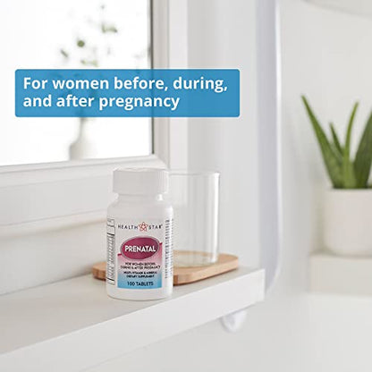 Prenatal Multivitamin by HealthStar for Healthy Mom and Baby - Folate + Vitamin C + Vitamin D + Iron Barcel