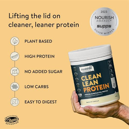 Vegan Protein Powders by Nuzest - Clean Lean Protein - Smooth Vanilla - Plant Based Pea Protein Shake Nuzest
