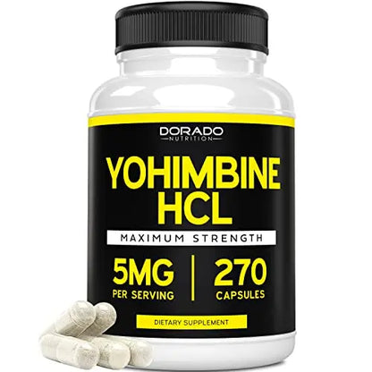 Yohimbine HCL 5mg For Men and Women (270 Capsules) - More Potent Than Yohimbe DORADO NUTRITION