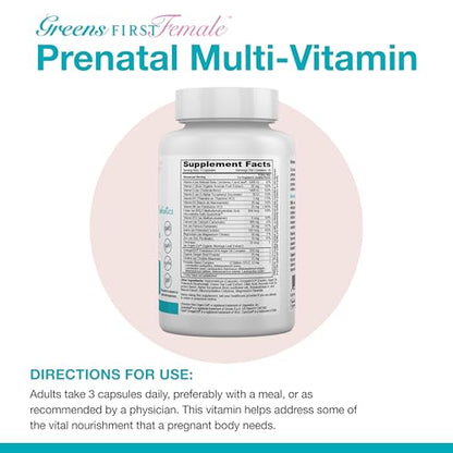 Greens First Female Prenatal Vitamin with Vegan DHA - Pregnancy Multivitamin Supplement Greens First
