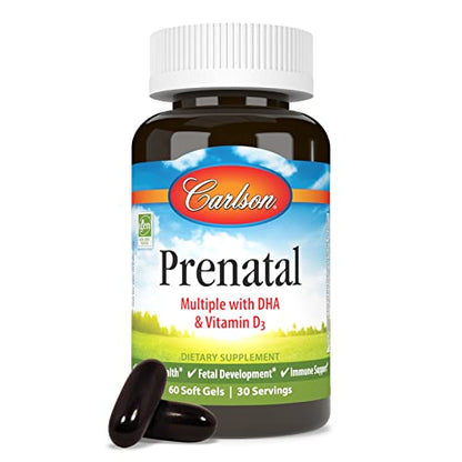 Carlson - Prenatal, Multiple with DHA & Vitamin D3, Pregnancy Health, Fetal Development & Immune Carlson
