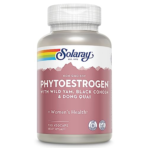 SOLARAY PhytoEstrogen Menopause Supplements - Wild Yam, Black Cohosh, and Dong Quai Estrogen Pills SOLARAY