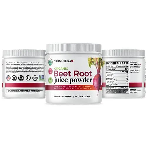 Vital Selections 100% Organic Beet Root Juice Powder, Highest Purity and Potency Vital Selections