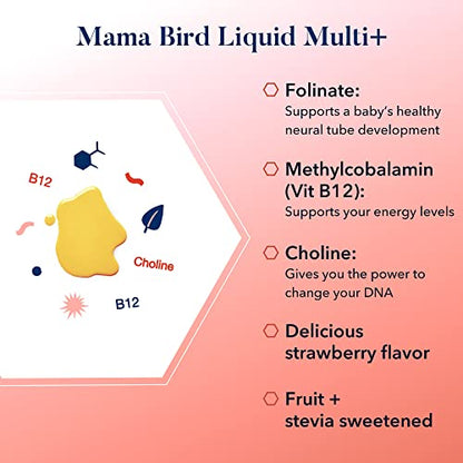 Best Nest Wellness Mama Bird Liquid Prenatal Vitamin, Methylated Prenatal Vitamins Best Nest Wellness
