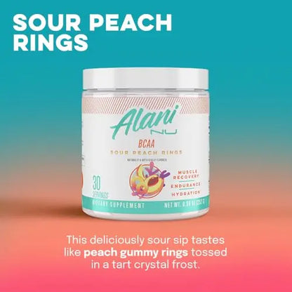 Alani Nu Island Crush Pre Workout and BCAA Sour Peach Rings Post Workout Powder Alani Nu