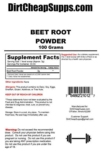 DirtCheapSupps Beet Powder 100g (33 Servings) DirtCheapSupps