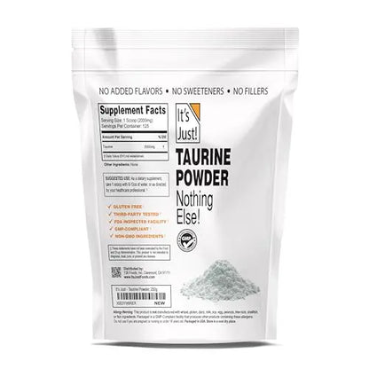 It's Just! - Taurine Powder, 250g Bulk, Pre-Workout Supplement, Unflavored (250g / 125 Servings) It's Just!