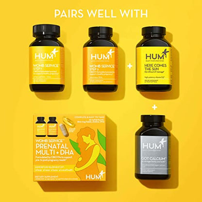 HUM Womb Service Prenatal & Postnatal Vitamins Combo Pack - OBGYN Formulated Vegan Prenatal HUM