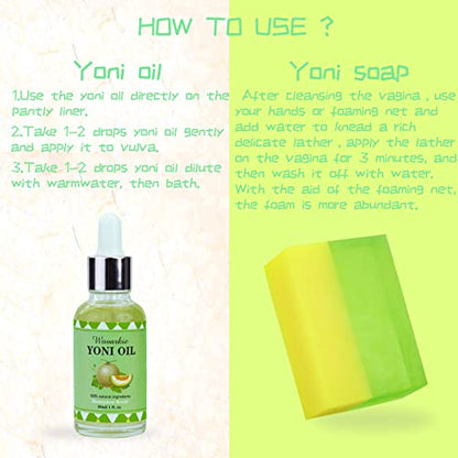 Yoni Soap Bars Yoni Wash & Yoni Oil Set Of 4, 2 * 5.29oz Handmade Vaginal Soap Feminine Wash Wovarkie