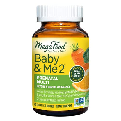 MegaFood Baby & Me 2 Prenatal Vitamin and Minerals - Vitamins for Women - with Folate MegaFood