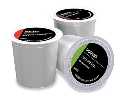 Amazon Brand - Solimo Coffee Pods, Assorted pack (French, Dark, Colombian)