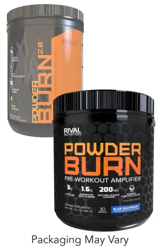 Rivalus Powder Burn 2.0 Pre Workout Supplement, Blue Raspberry, 0.89 Pounds Rivalus