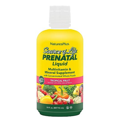 NaturesPlus Source of Life Prenatal Liquid, Tropical Fruit - 30 fl oz - Multivitamin Nature's Plus