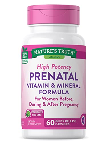 Prenatal Vitamins With Folic Acid | 60 Capsules | Non-GMO & Gluten Free Supplement Nature's Truth