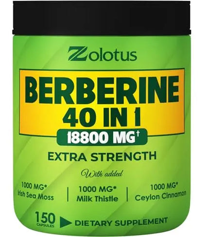 Zolotus 18800mg Berberine Supplement 40 in 1, with Sea Moss, Cinnamon, Milk Thistle Zolotus