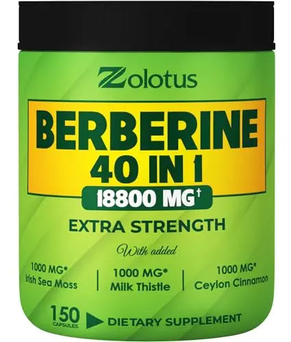 Zolotus 18800mg Berberine Supplement 40 in 1, with Sea Moss, Cinnamon, Milk Thistle Zolotus