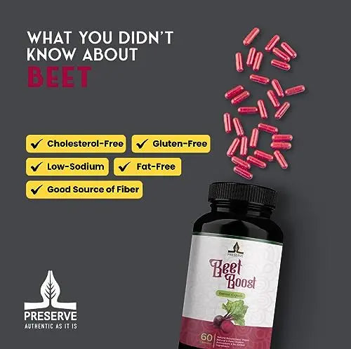 PRESERVE Organic Beetroot casules 16,000mg Per Serving, Natural Monthly Supplement PRESERVE
