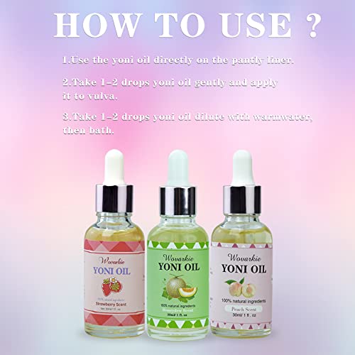 Yoni Oil for Women Set Of 3, 100% Natural Feminine Oil Intimate Deodorant for Women, Eliminates Odor Wovarkie