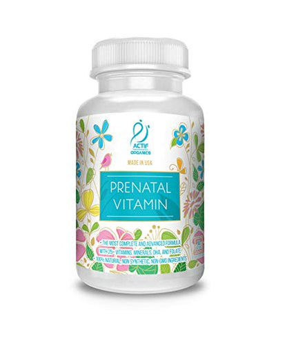 ACTIF Organic Prenatal Vitamin with 25+ Organic Vitamins, 100% Natural, DHA, EPA, Omega 3 ACTIF