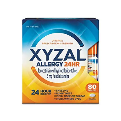 Xyzal Allergy Pills, 24-Hour Allergy Relief, 80-Count, Original Prescription Strength Xyzal