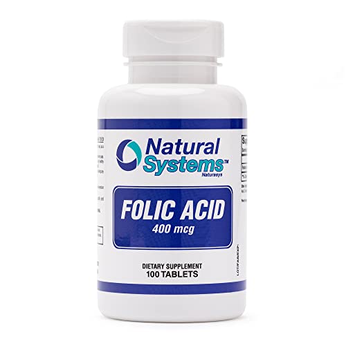 Folic Acid Supplement 100 Tablets 400 mcg by Natural Systems - Prenatal Vitamin for Women Perfect Natural Systems Naturasys